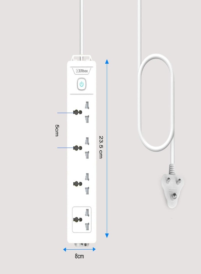 EMBOX لوحة تمديد كهربائية من إمبوكس مزودة بمفاتيح، بقدرة 1500 واط، و4 مقابس عالمية، ومفتاح رئيسي، وحماية من ارتفاع التيار المفاجئ 6 أمبير، ومؤشر LED، وغطاء أمان، وسلك تمديد بطول 3 أمتار. - Image 5
